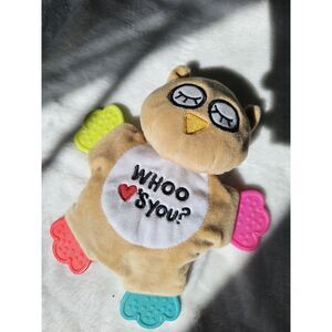 Cribmates Owl "Whoo Who Heart's/Loves You" Plush Crinkle Teether Toy